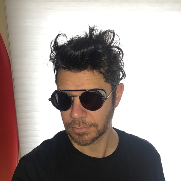 Thom Browne Silver and Navy Mesh Side Sunglasses main image 5